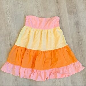 SABO Pastel Summer Color Block Strapless Dress Pink